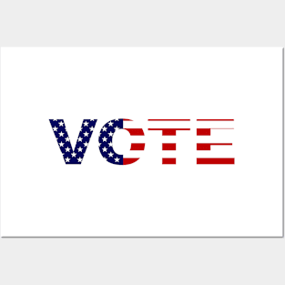 Vote American Flag Red White and Blue Typography Posters and Art